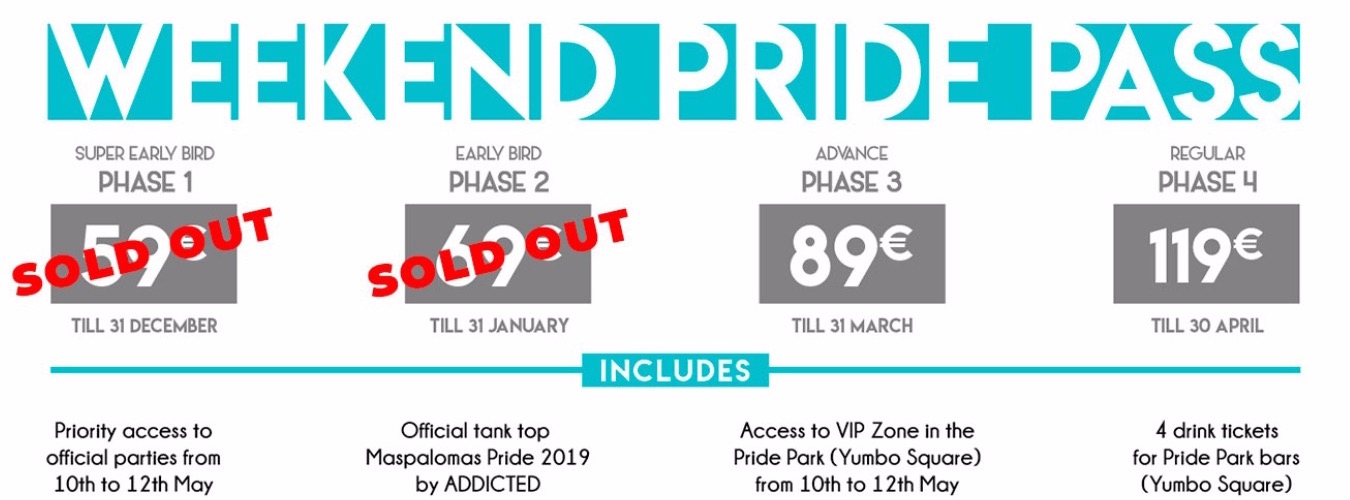 WEEKEND PRIDE PASS - Maspalomas Pride 2019