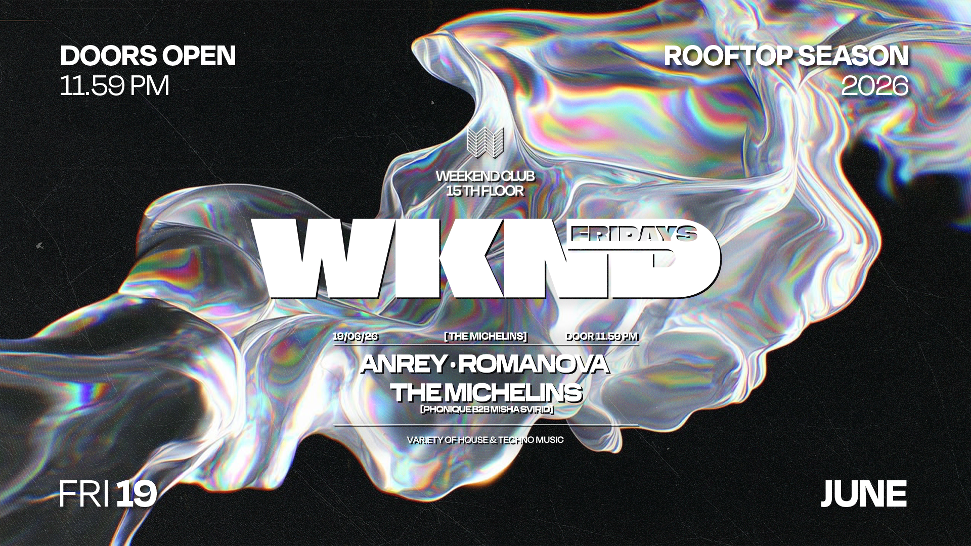 WKND X THE MICHELINS - Techno-Party am Fr 19 Juni im Weekend Club I Loft I Rooftop